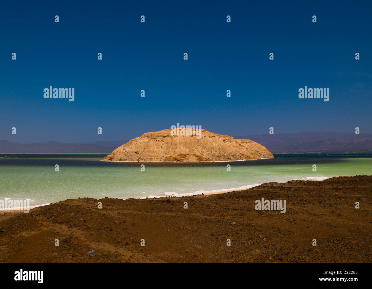 Lake Assal Crater Lake With Its Salt Pans, Afar Depression, Djibouti Stock Photo