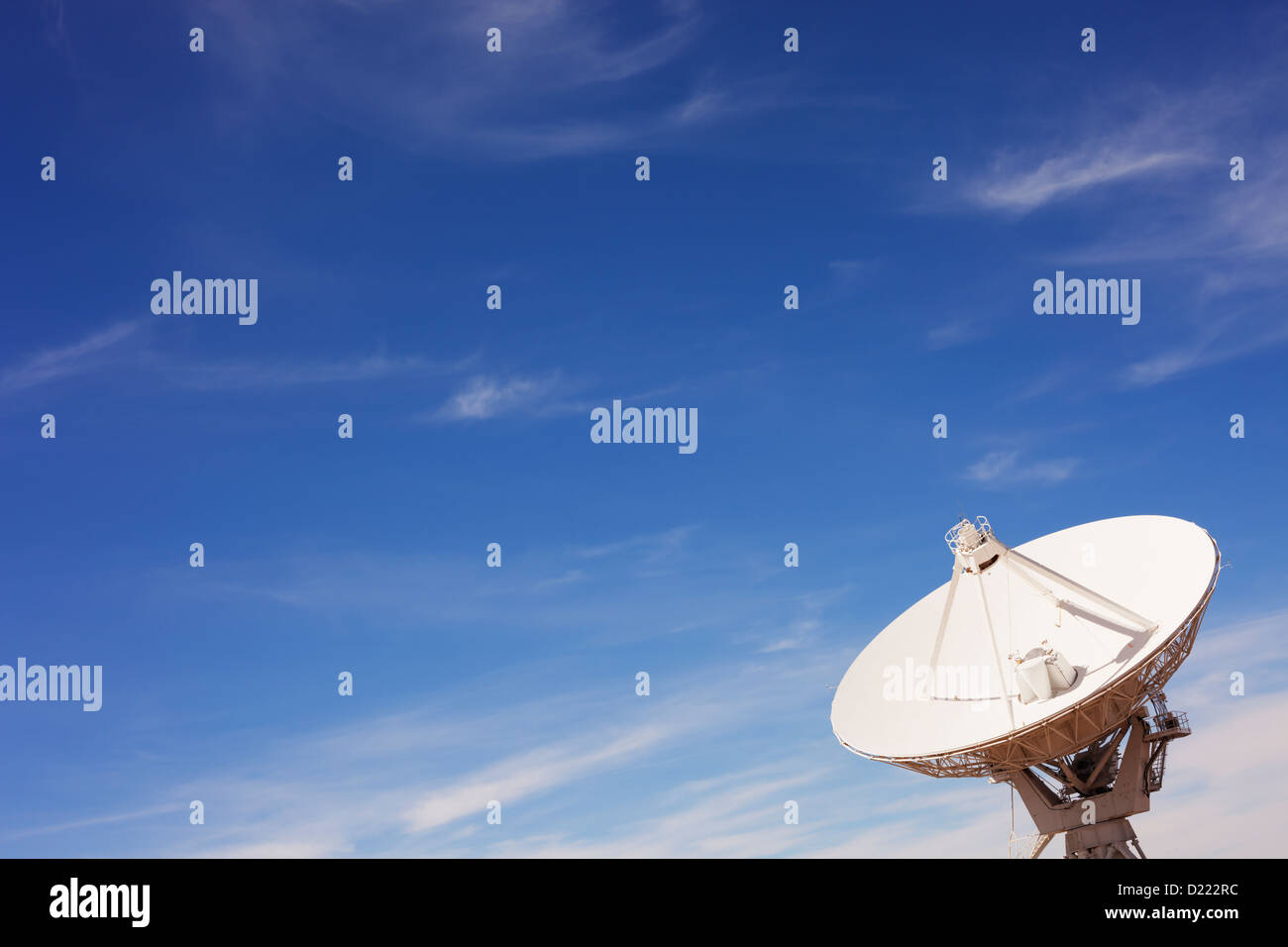 A radio telescope dish in the Very Large Array (VLA), New Mexico.  Copy space. Stock Photo