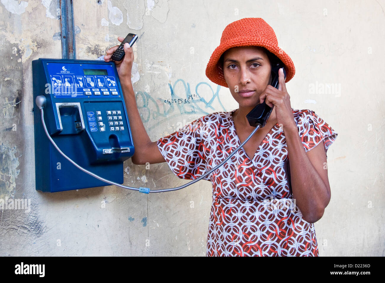 Cuba, Havana, public phone Stock Photo Alamy