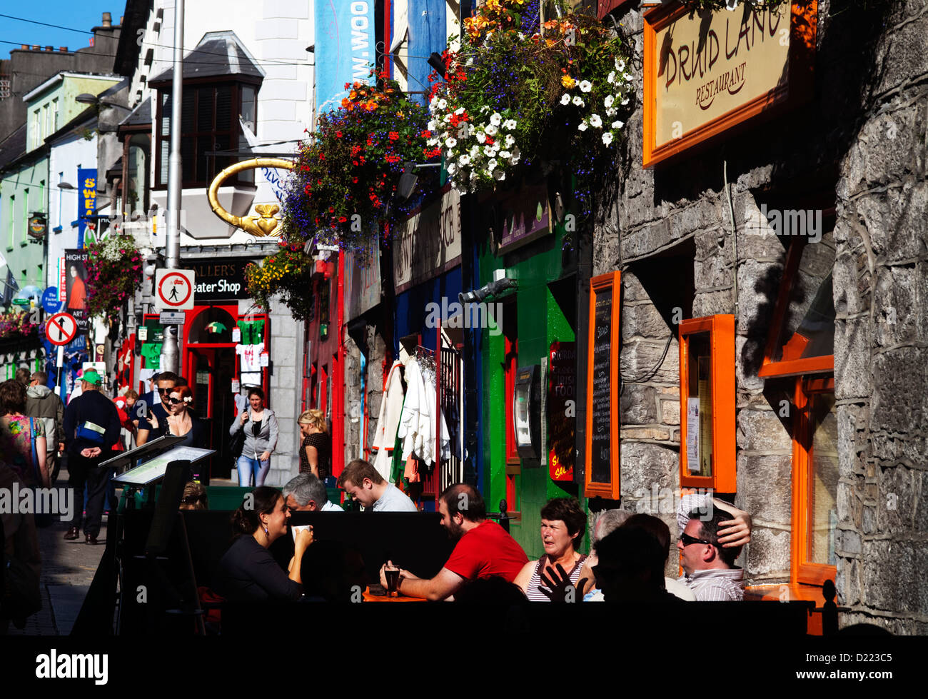 Outdoor Cafe/Restaurant, Street Scene in William Street, Galway City, Ireland Stock Photo
