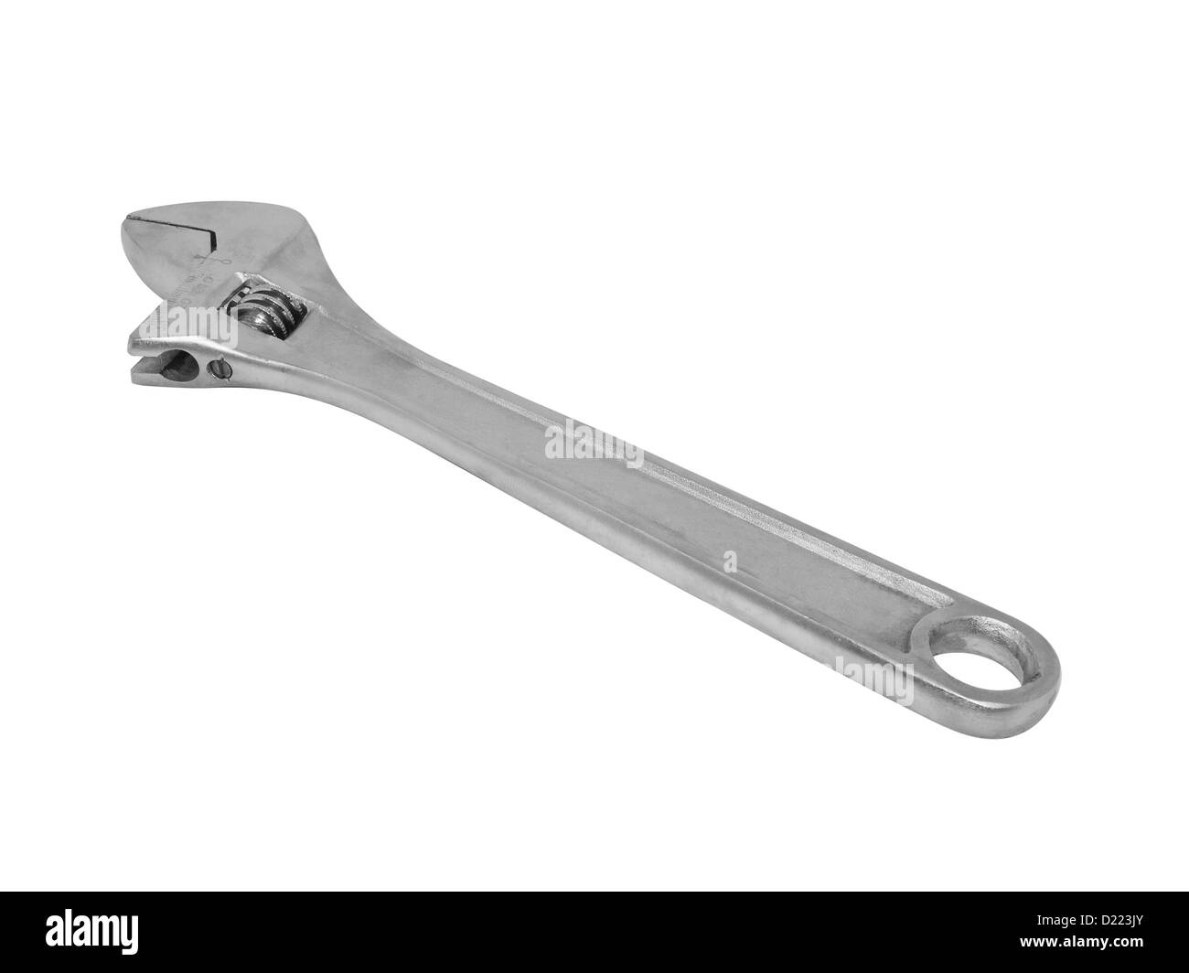 Isolated adjustable wrench on white background. Stock Photo