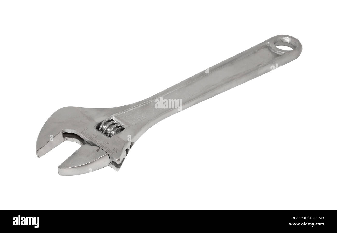 Isolated adjustable wrench on white background Stock Photo - Alamy
