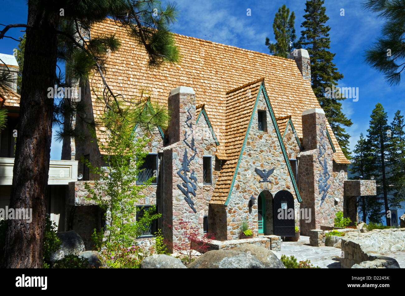 The famous Thunderbird Lodge on the east shore of Lake Tahoe, NV. Stock Photo