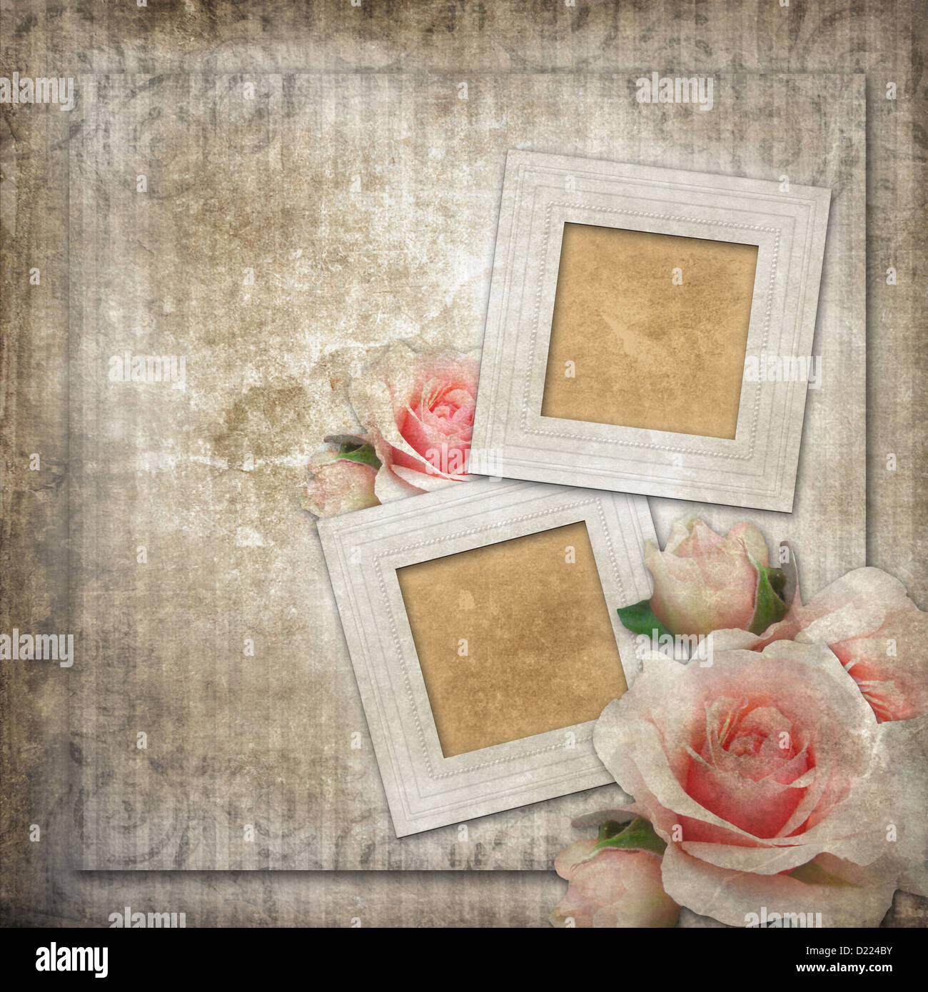 Grunge background with frames and roses Stock Photo - Alamy