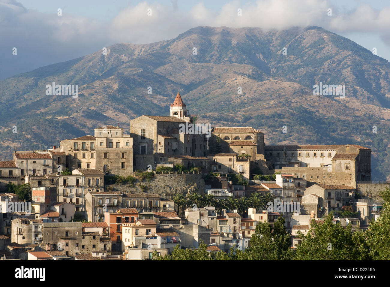 Castiglione di Sicilia view of the town amongst the hills Stock Photo
