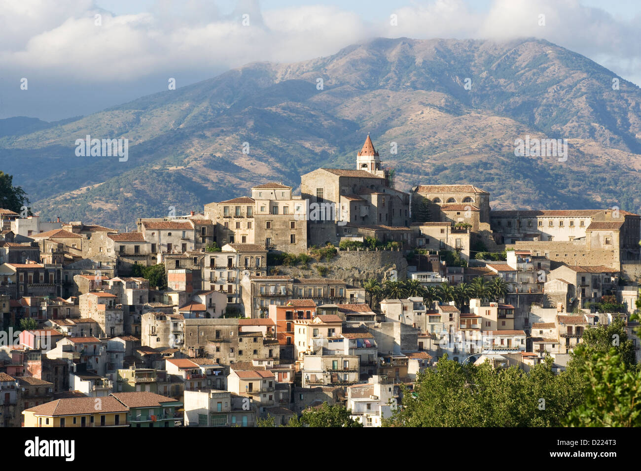 Castiglione di Sicilia view of the town amongst the hills Stock Photo