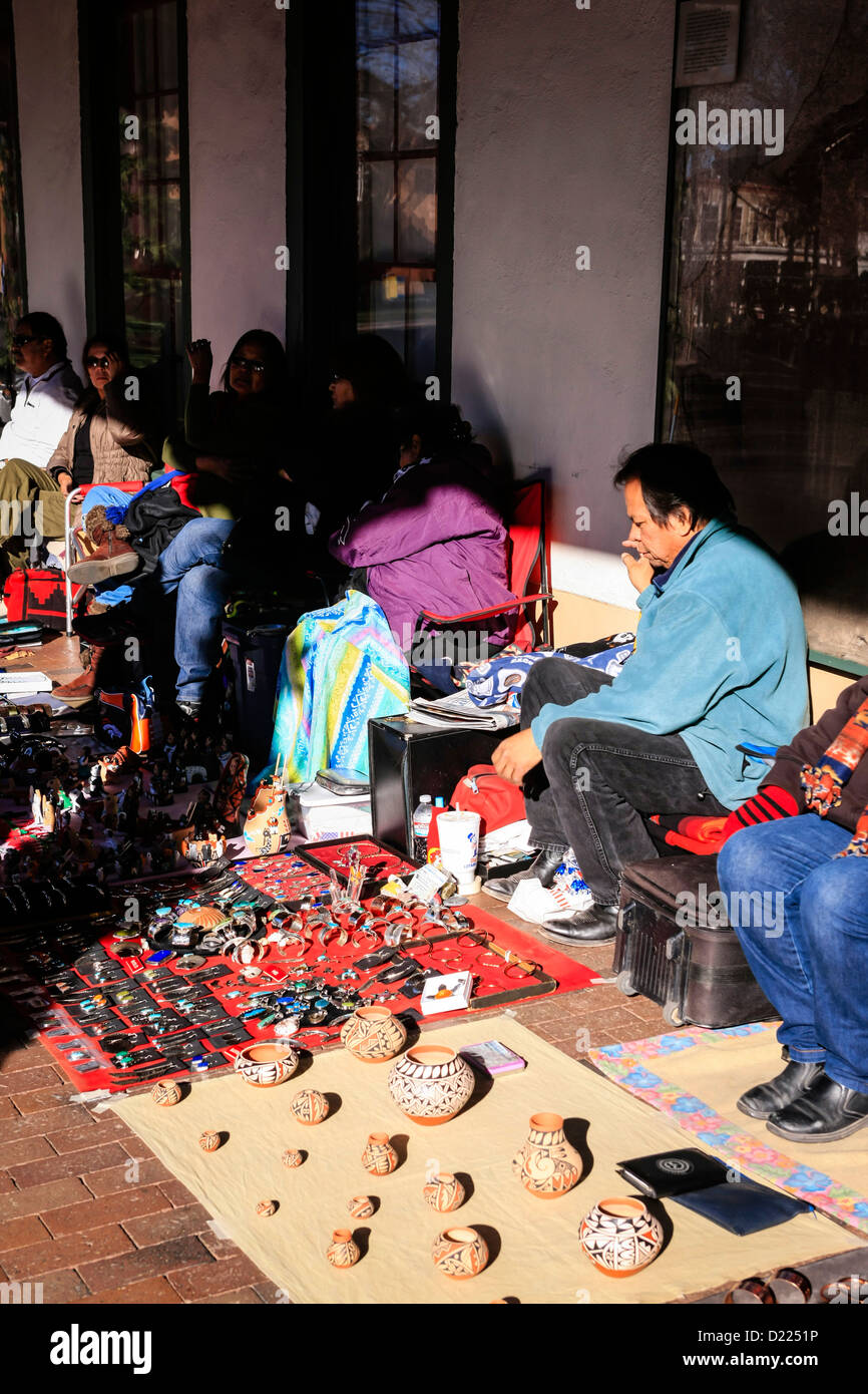 Native American Apache Art Market in Santa Fe New Mexico Stock Photo