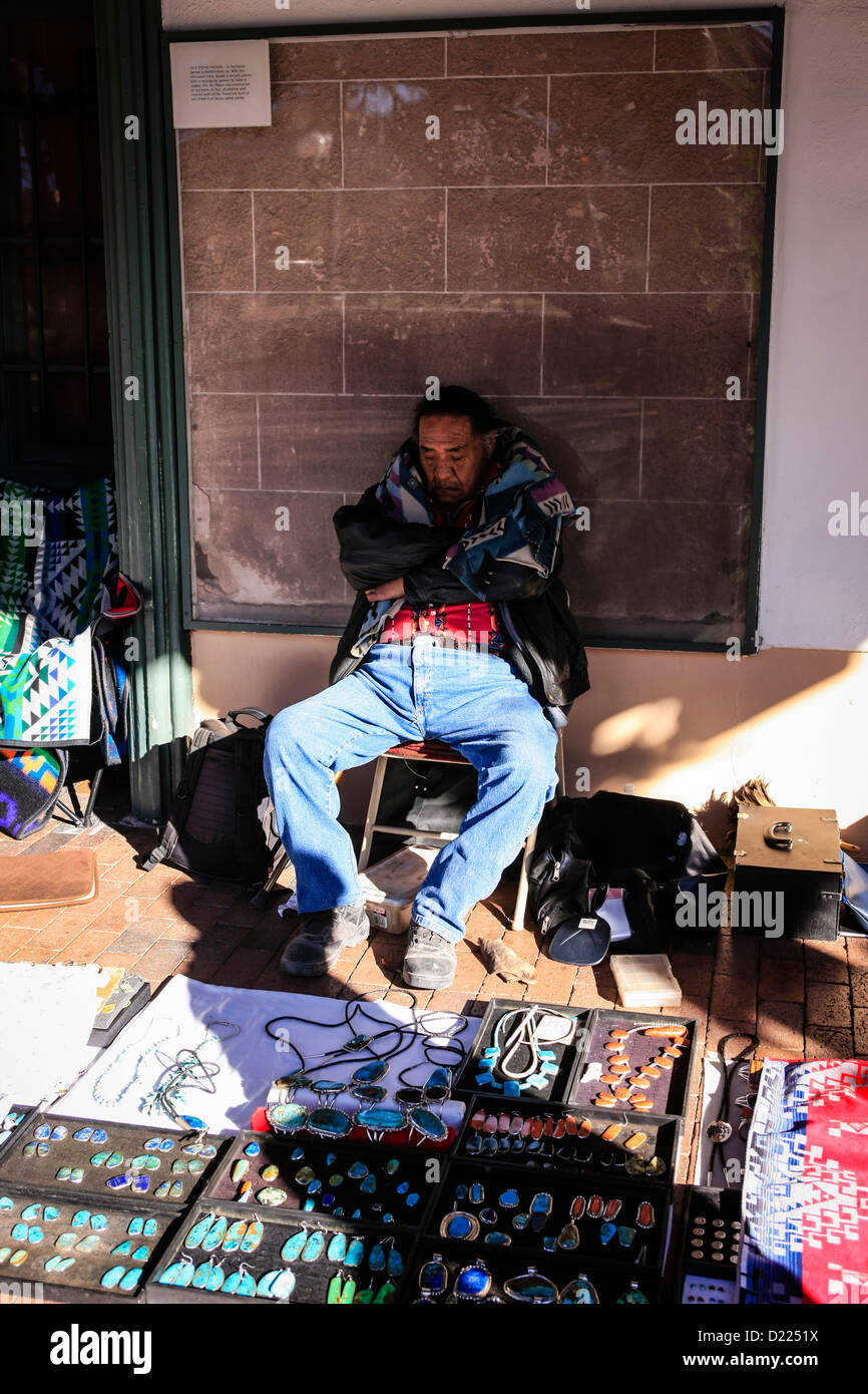 Native American Apache Art Market in Santa Fe New Mexico Stock Photo