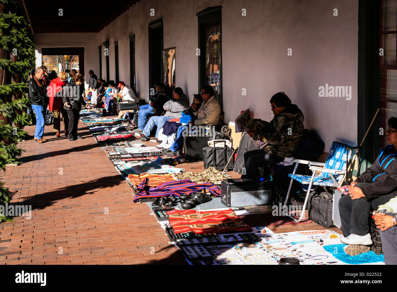Native American Apache Art Market in Santa Fe New Mexico Stock Photo