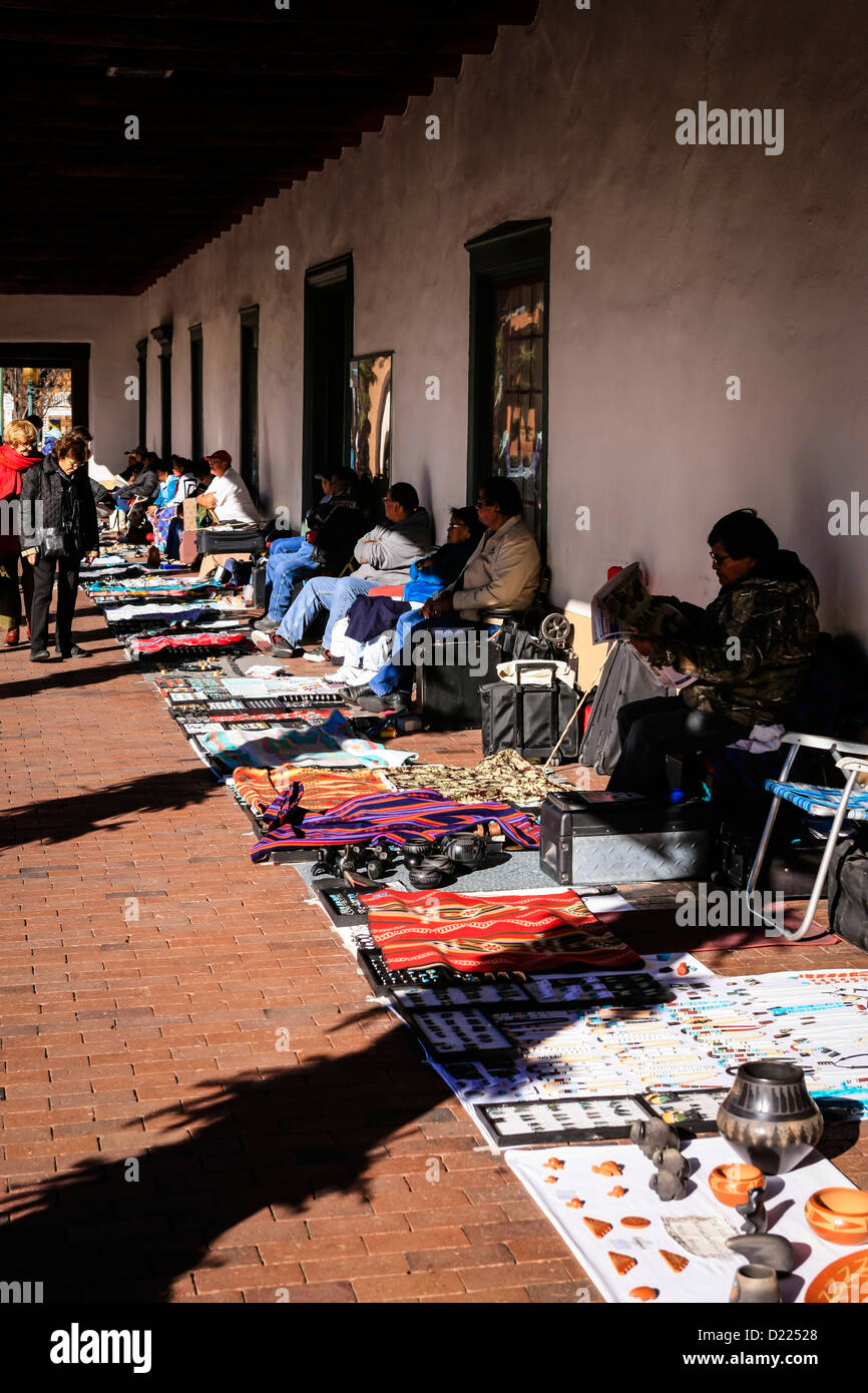 Native American Apache Art Market in Santa Fe New Mexico Stock Photo