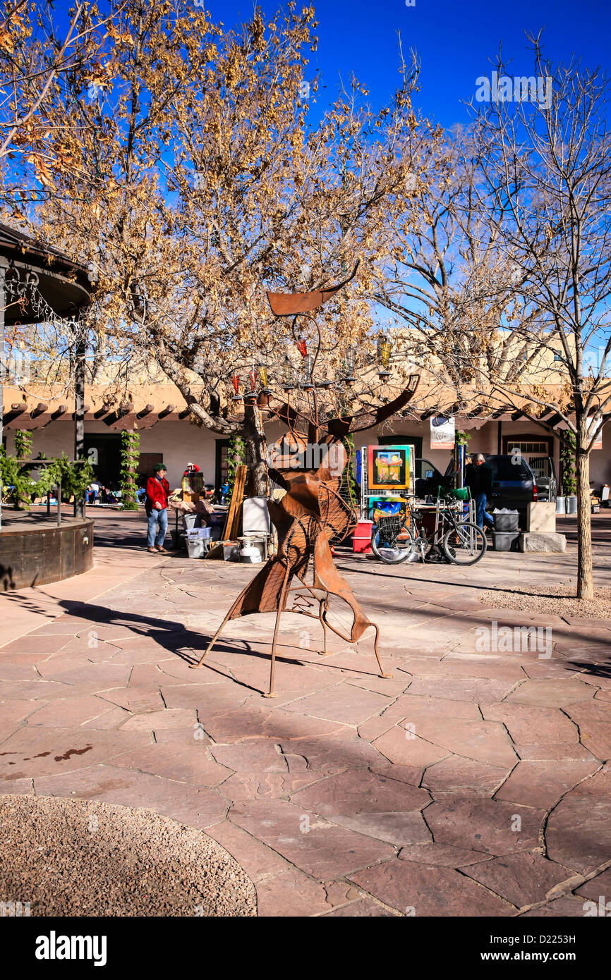 The Santa Fe Plaza on Indian Market day in the center of this NM city Stock Photo