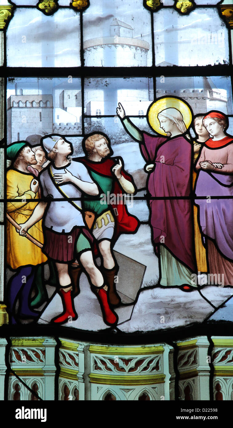 Scenes from the life of St. Genevieve, Saint Etienne du Mont Church, Paris Stock Photo