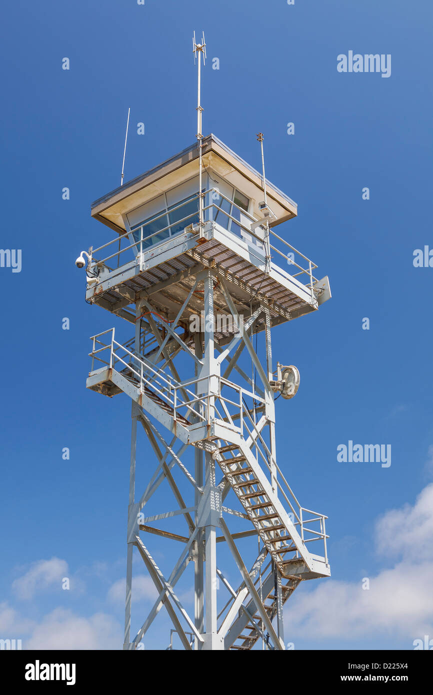 Coast guard tower providing protection along the Oregon coastline, Winchester Bay, Oregon Stock Photo