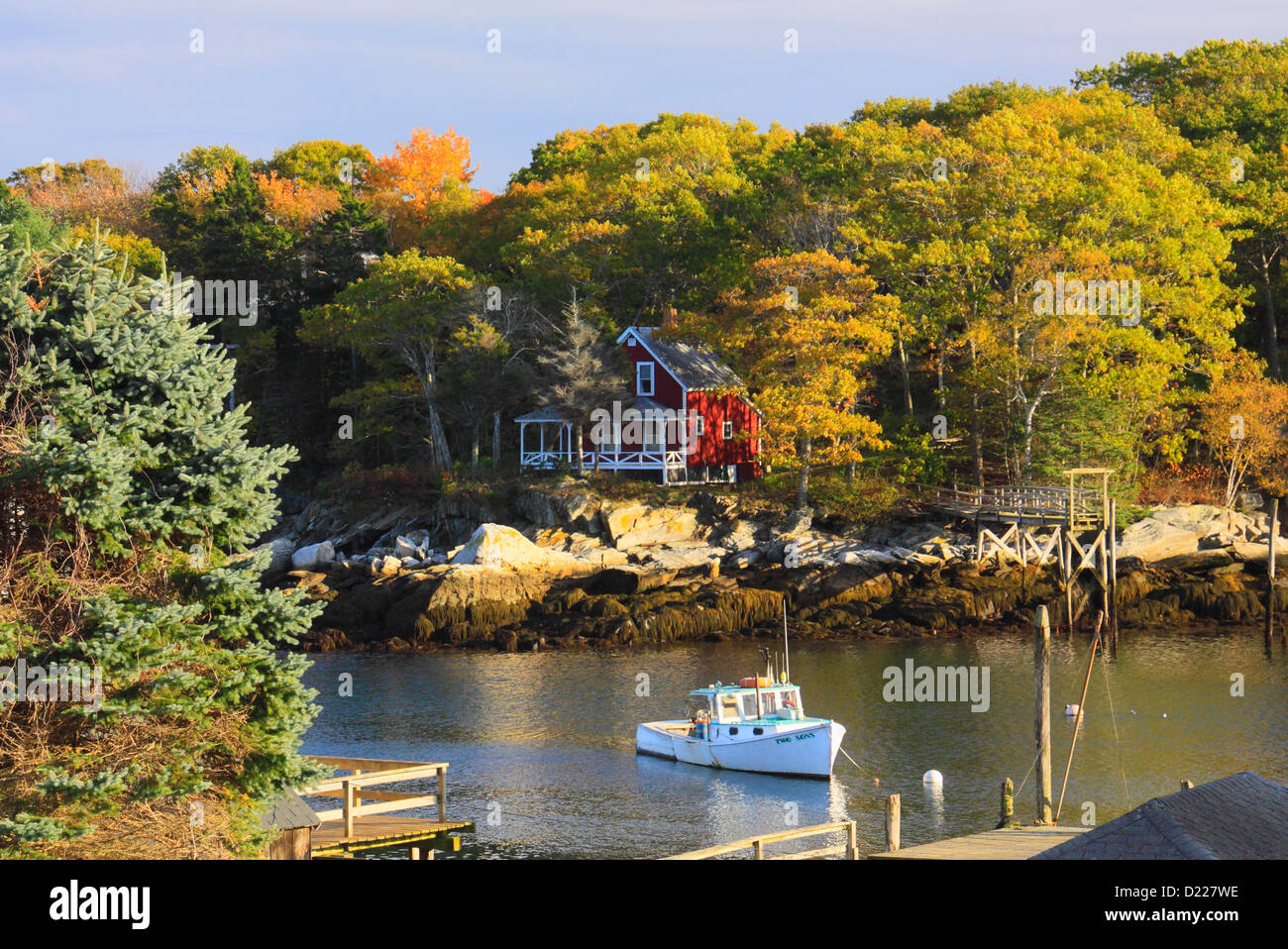 The Harbor of New Harbor, Maine, USA Stock Photo Alamy