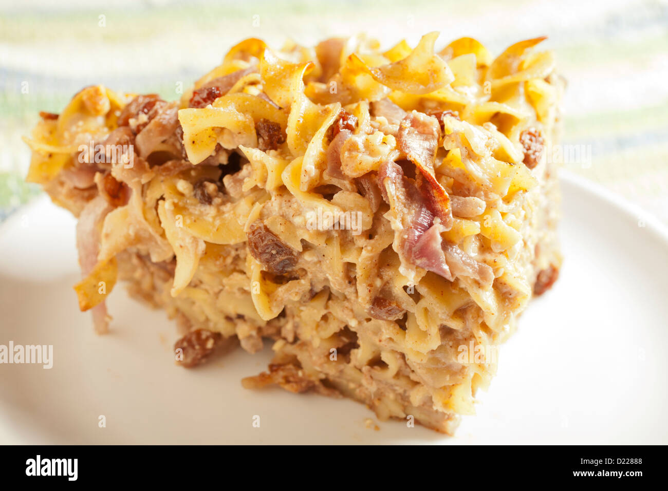 Noodle kugel, a pudding from the Eastern European Jewish tradition Stock Photo