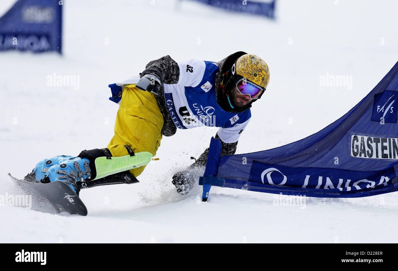 11 01 2013  Pictures Snowboarding FIS WC Bath Gastein PSL men Bath Gastein Austria 11 Jan 13 Snowboarding FIS World Cup In parallel Slalom the men Picture shows Marcell Patkai Hun Stock Photo