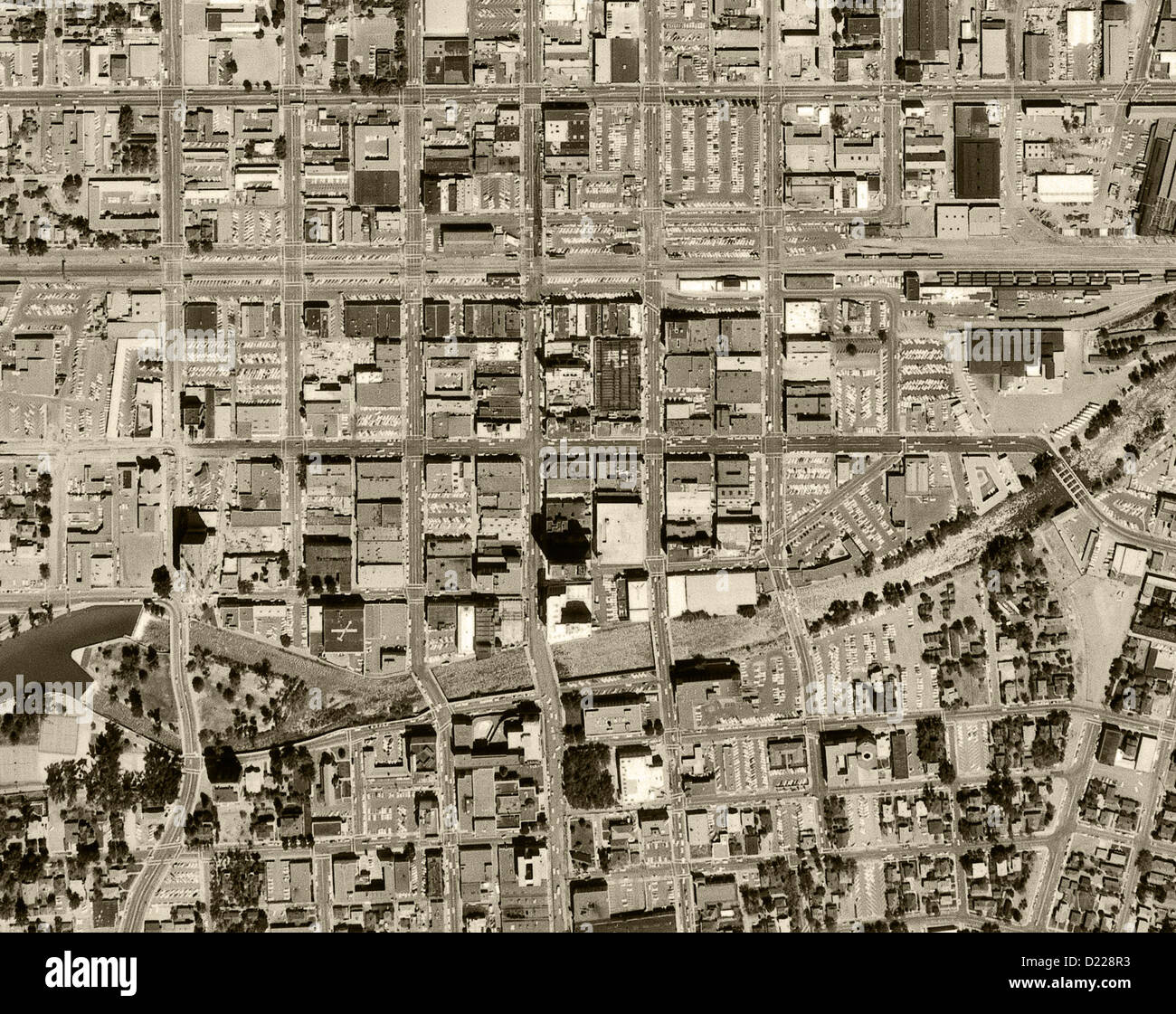 Historical aerial photograph downtown reno nevada 1966 stock photo