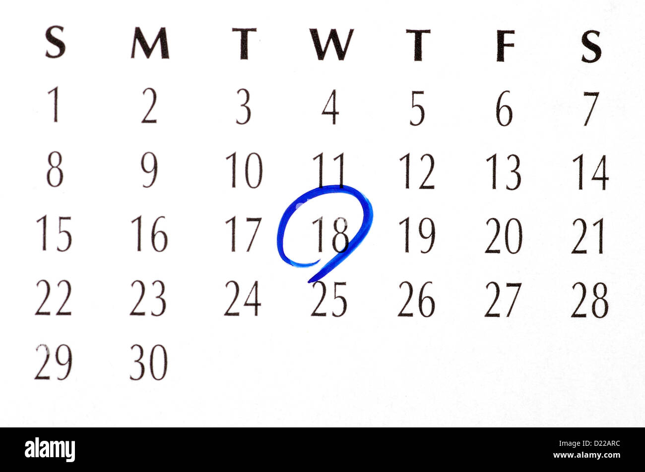 Calendar circled date hires stock photography and images Alamy