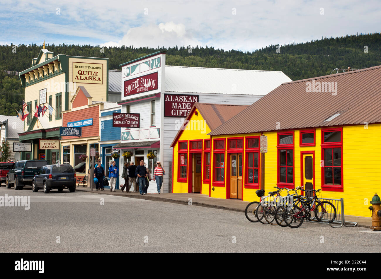 Retail stores in Skagway, Alaska, USA Stock Photo