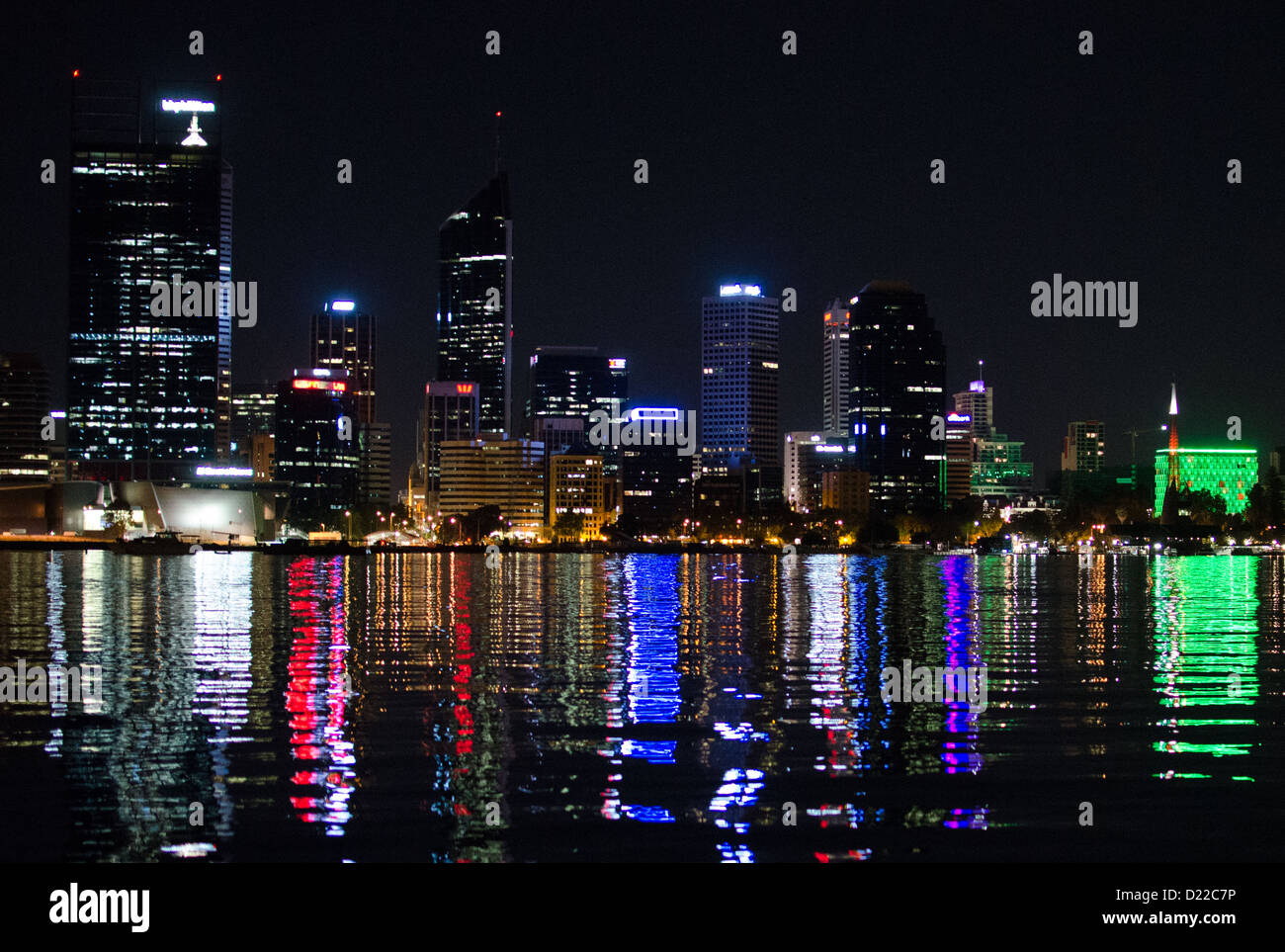 Perth Skyline at Night. Stock Photo
