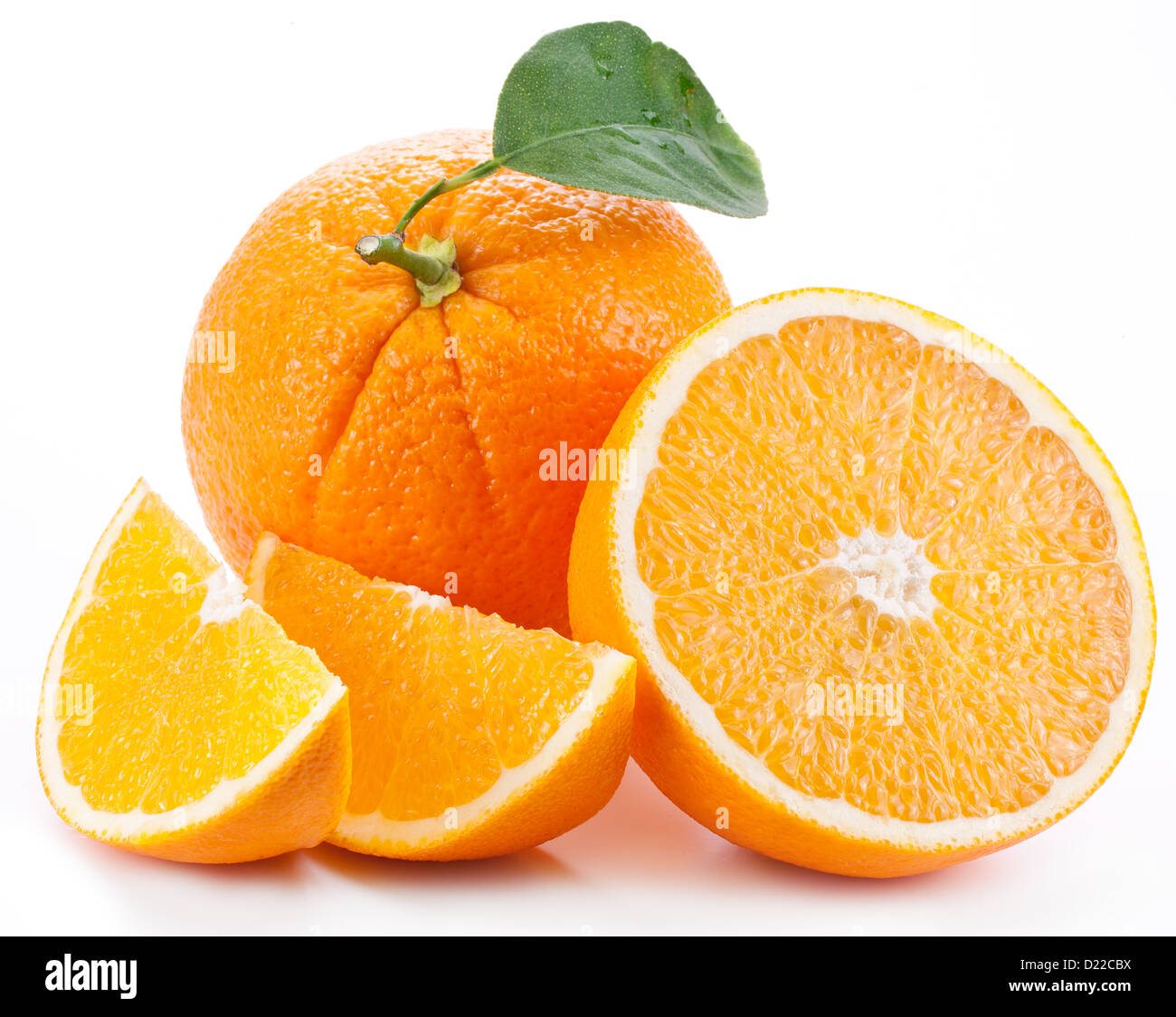 Orange with leaf on a white background Stock Photo Alamy