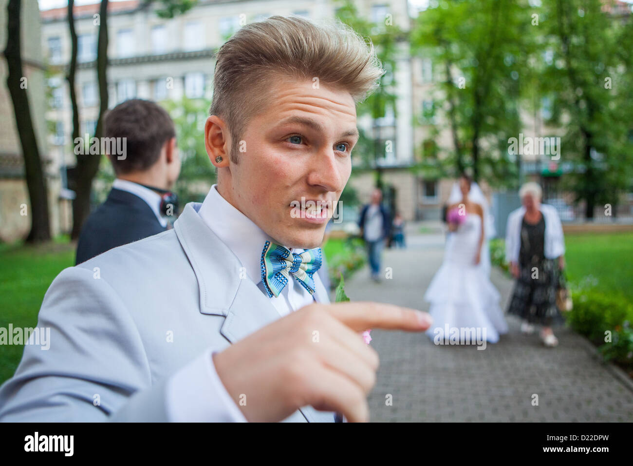Young groom on his wedding day Stock Photo - Alamy