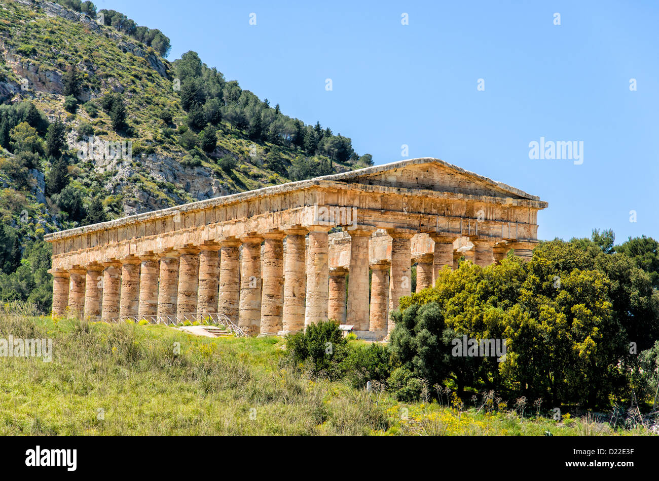 Doric Temple in Segesta, Sicily, Italy Stock Photo
