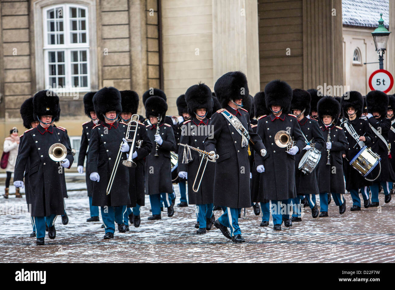 Danish Royal guard, royal palace in Copenhagen. Changing the guard