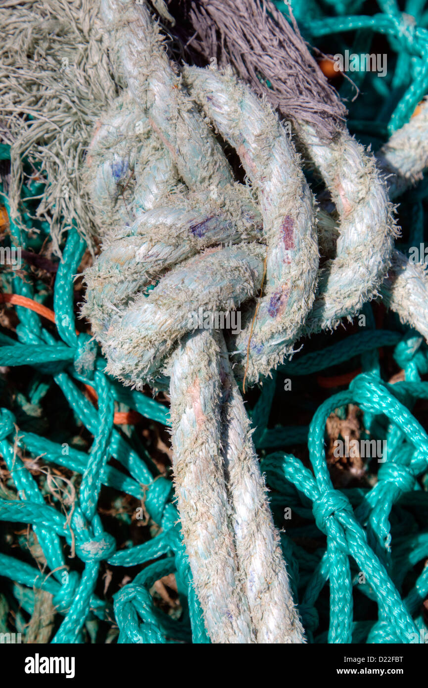 fishing nets and strong ropes tied with a knot at Old Portsmouth ...