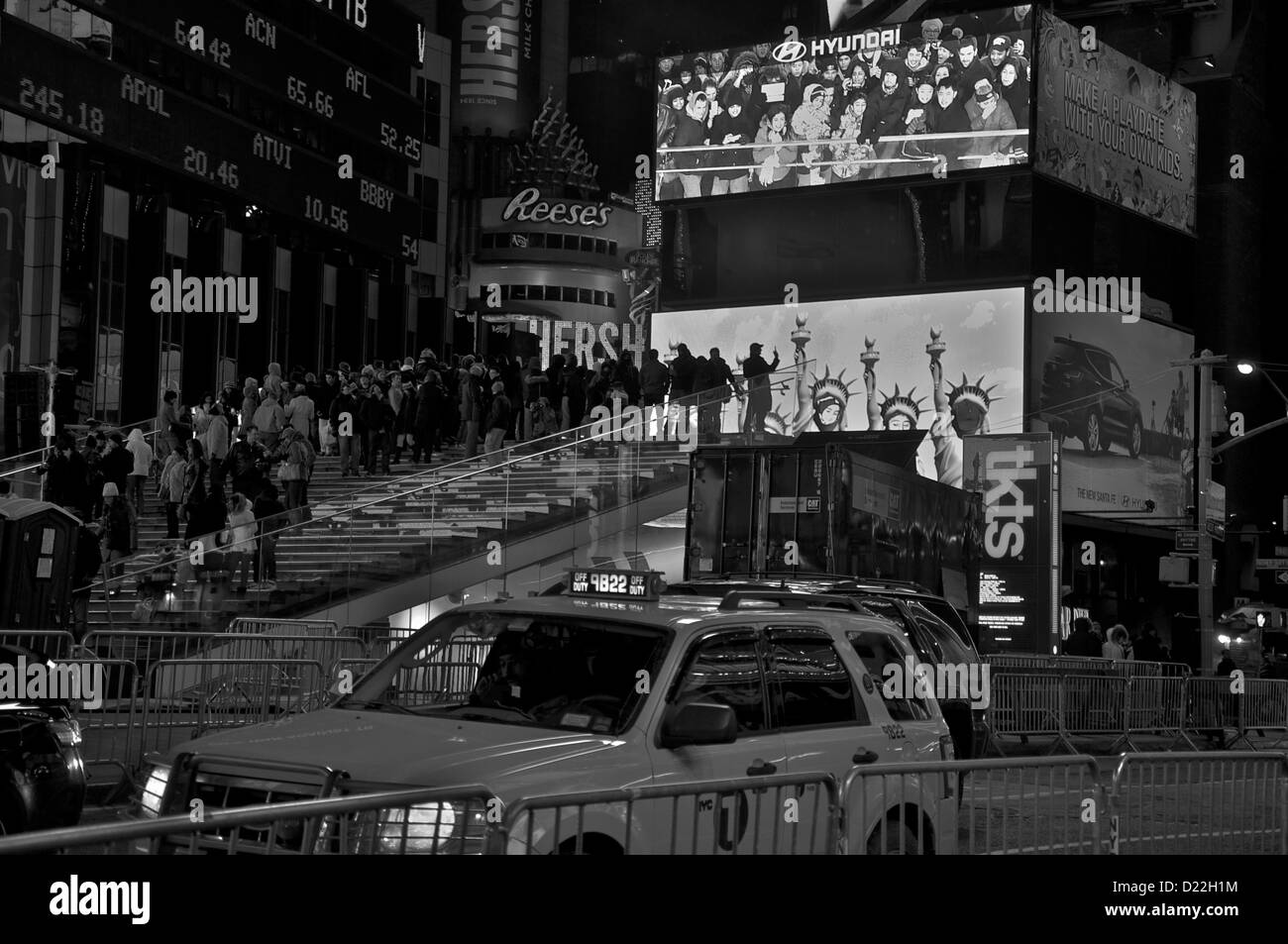 People gather in Times Square on New Year's Eve, NYC Stock Photo
