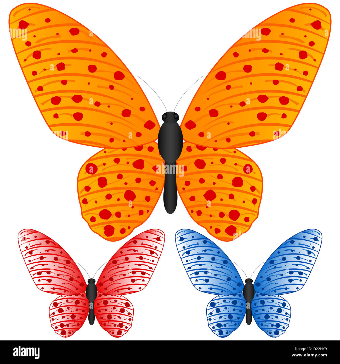 Butterfly set isolated on white background, Vector illustration Stock ...