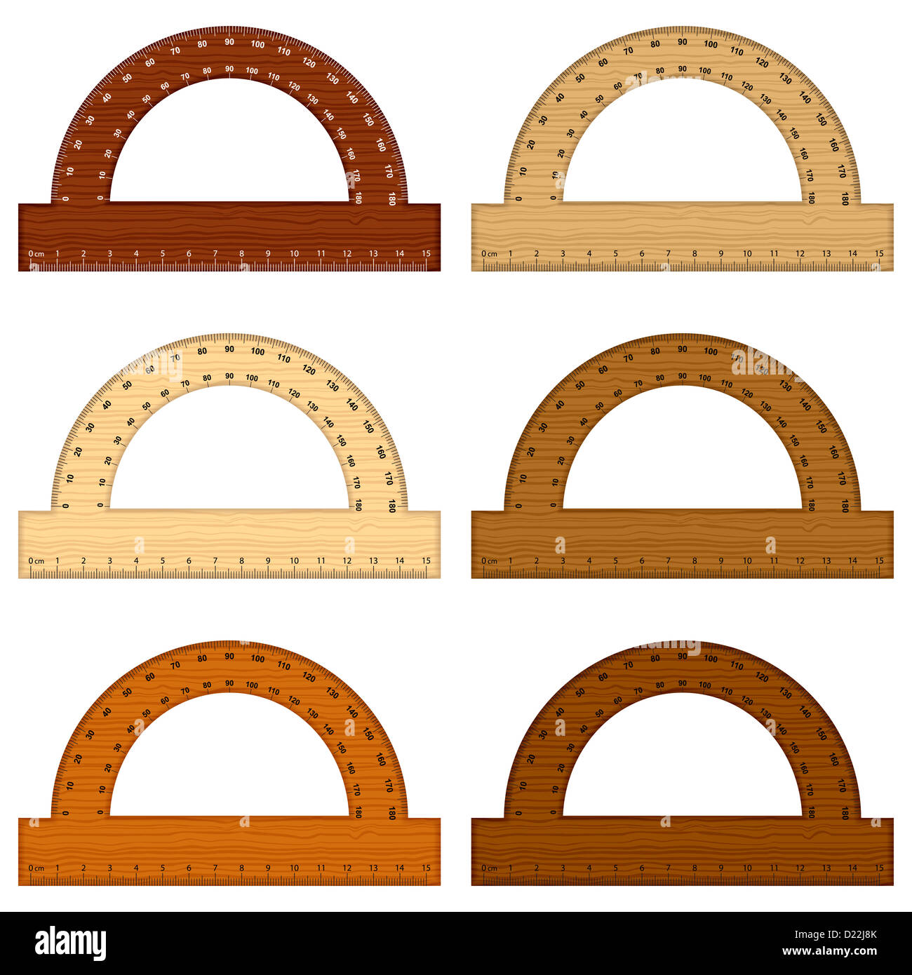 Wooden protractor on white background. Vector illustration Stock Photo