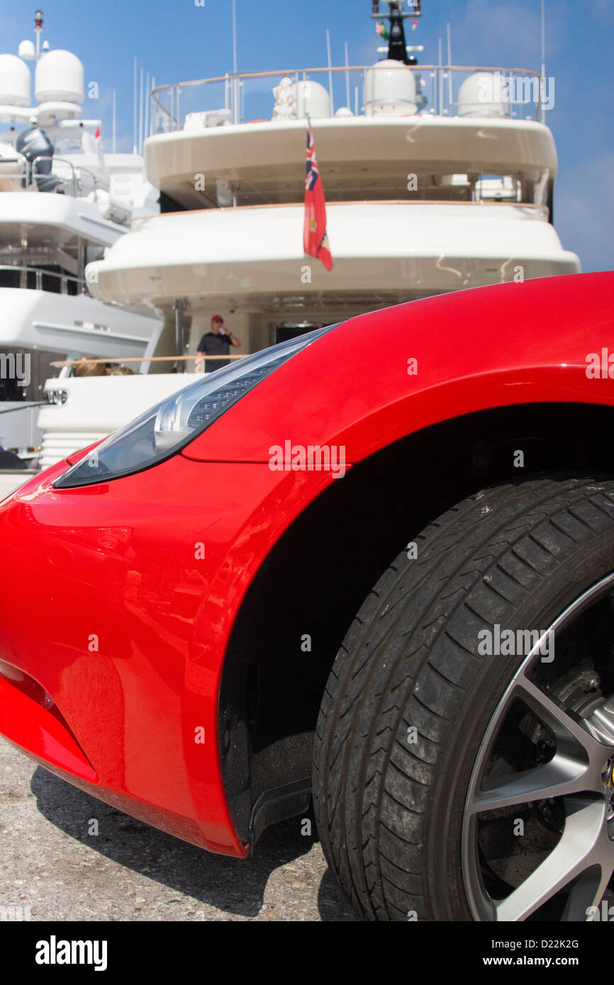 yacht in monaco with ferrari