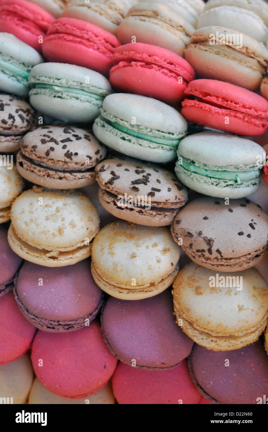 A macaron, a sweet meringue-based confectionery typical of France. Stock Photo