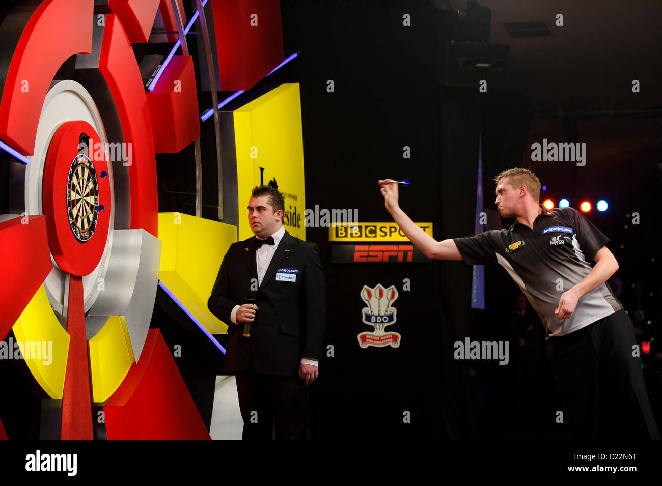 Frimley Green, UK. 12th January 2013. Richie throws against