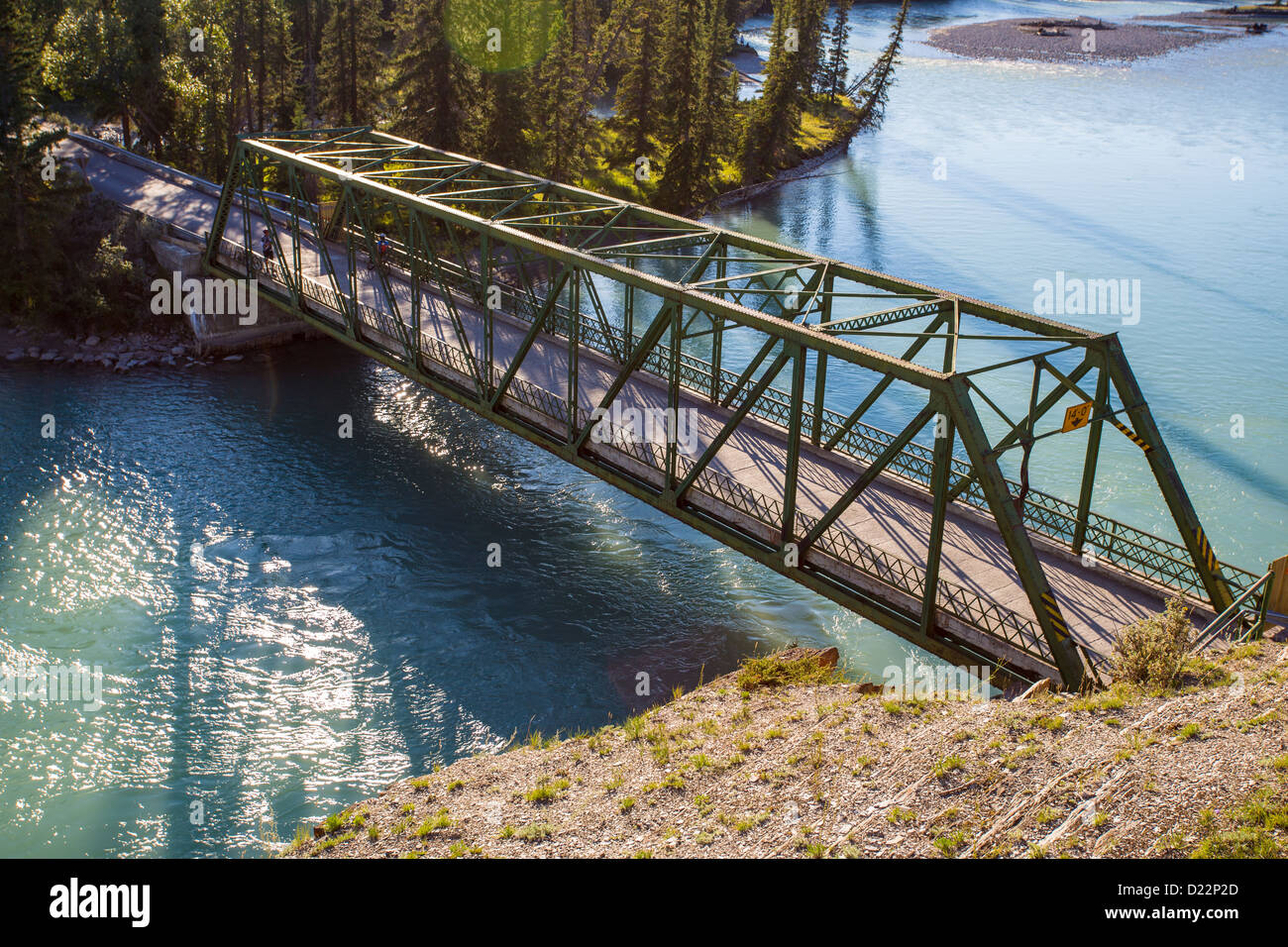 Bridge over Athabasca River In Jasper National Park in Alberta Canada Stock Photo