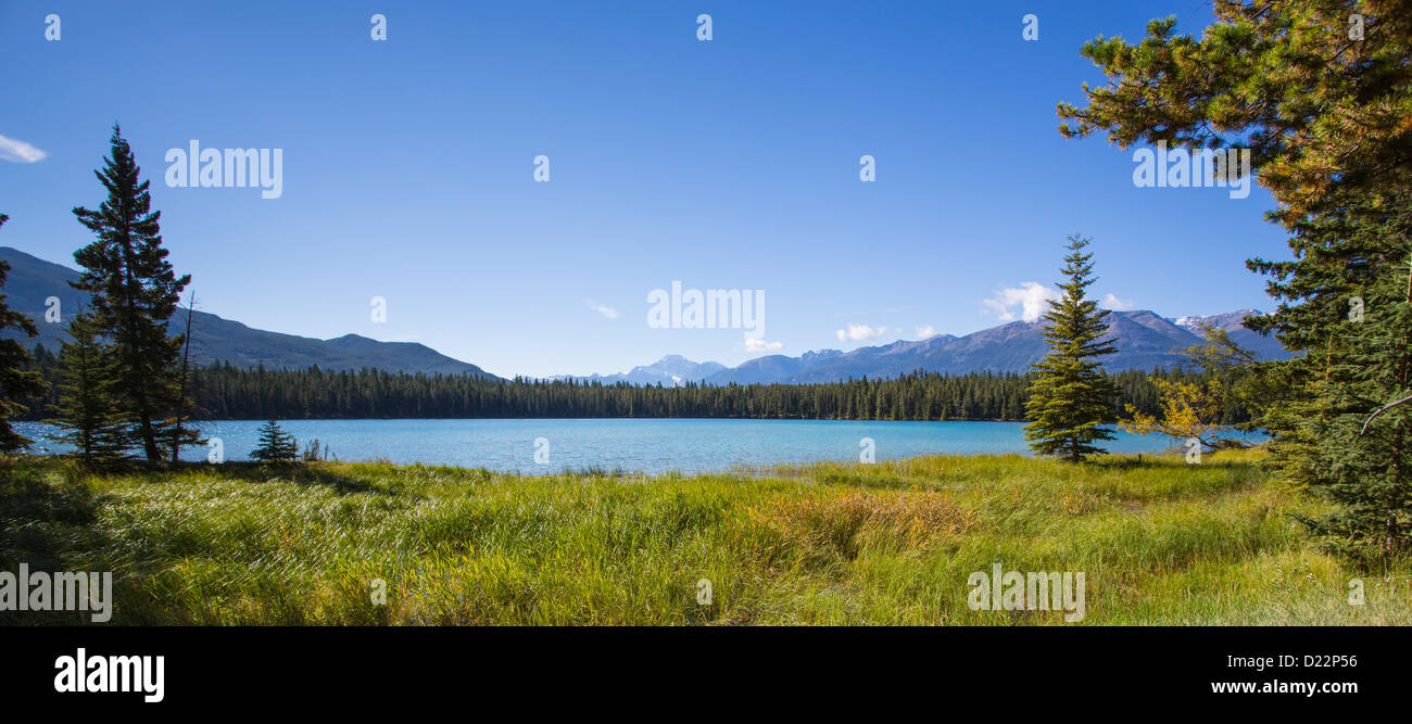 Lake Annette In Jasper National Park in Alberta Canada Stock Photo