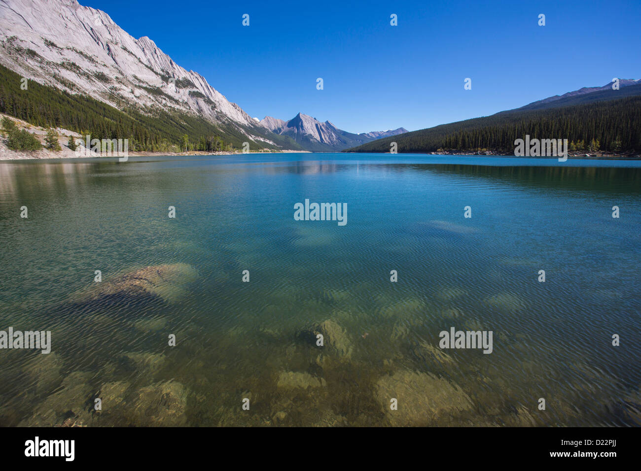 Medicine Lake In Jasper National Park in Alberta Canada Stock Photo