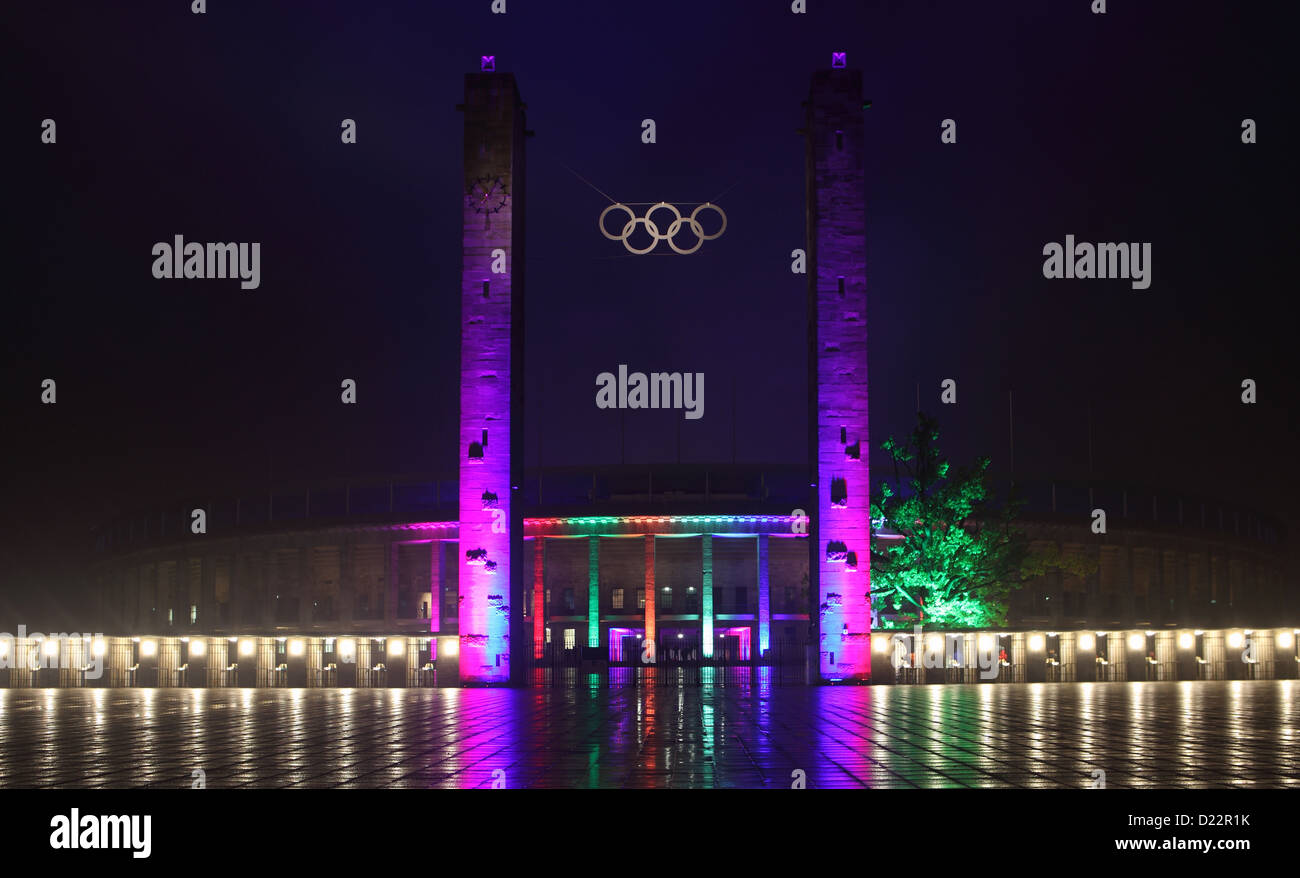 Berlin, Germany, Olympic Stadium during the Festival of Lights 2012 Stock Photo