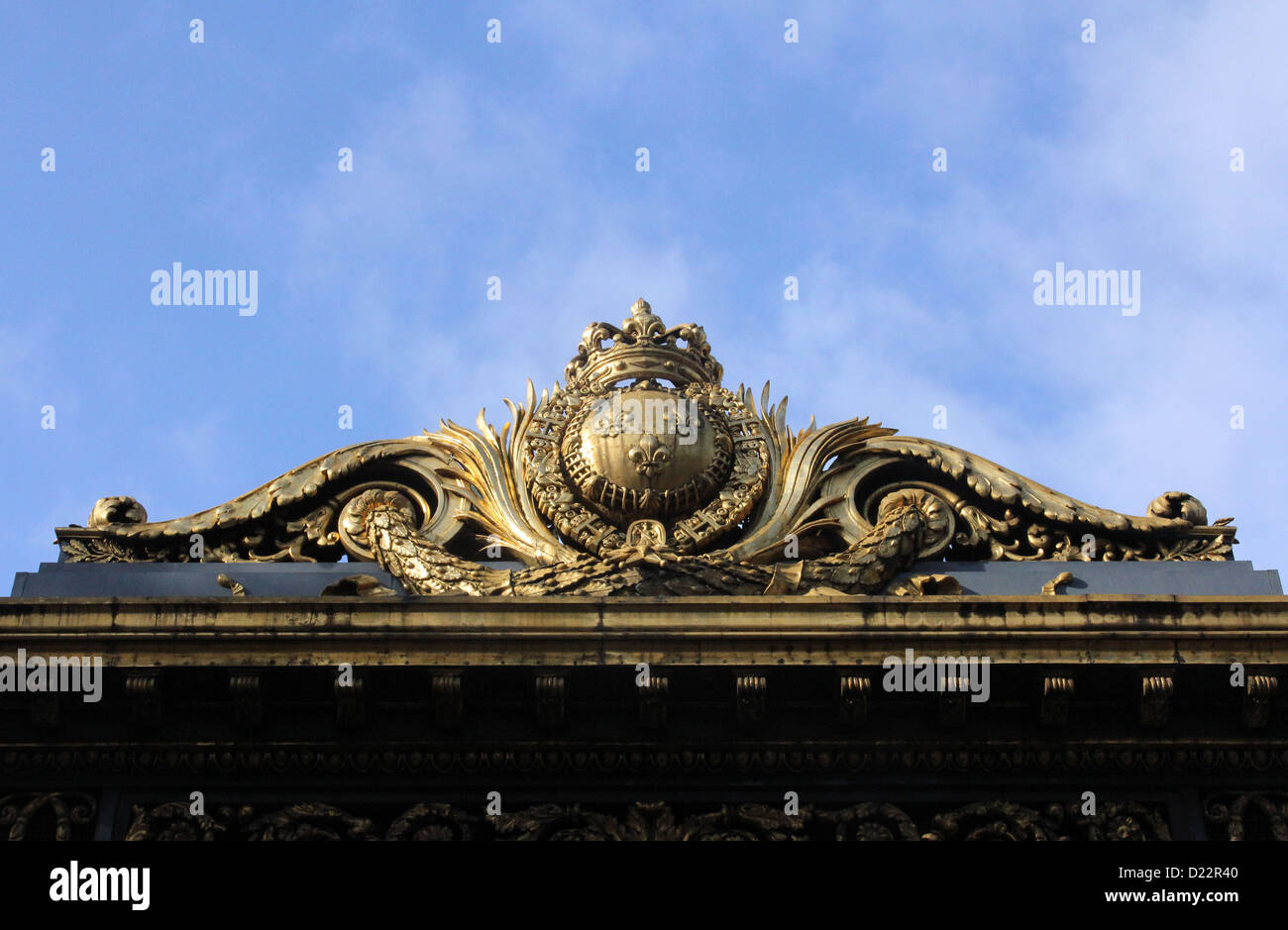 Detail of the golden gate at the justice palace in Paris Stock Photo