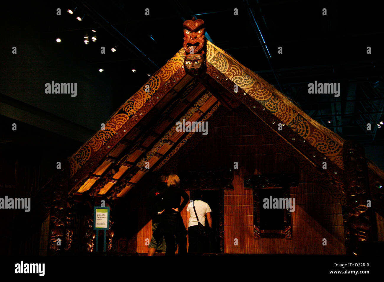 A Maori house exhibit in the Te Papa Tongarewa, Museum of New Zealand. Stock Photo