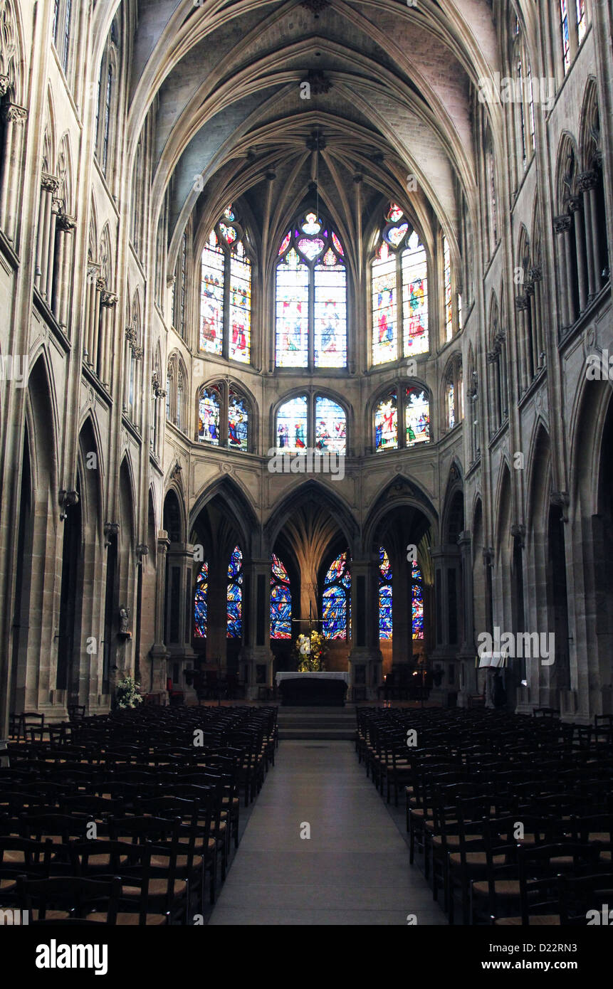 Paris - interior of Saint Severin gothic church Stock Photo