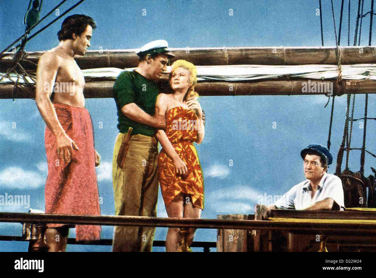 Piratenblut  Pearl South Pacific  George (Lance Fuller), Bully Hayes (David Farrar), Rita Delaine (Virginia Mayo), Dan Merrill Stock Photo