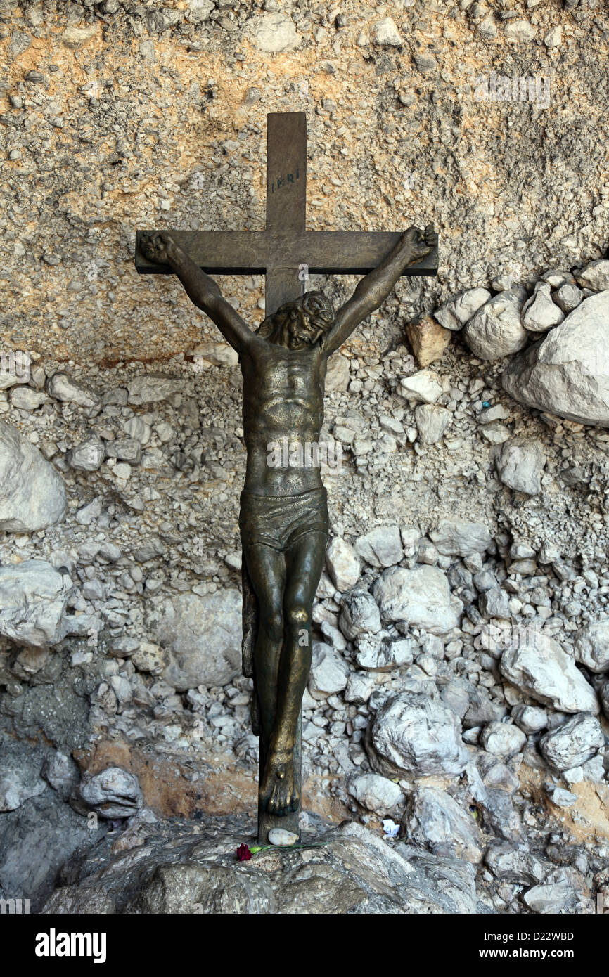 The crucifix in the sanctuary of Our Lady of Lourdes in Vepric, Croatia Stock Photo