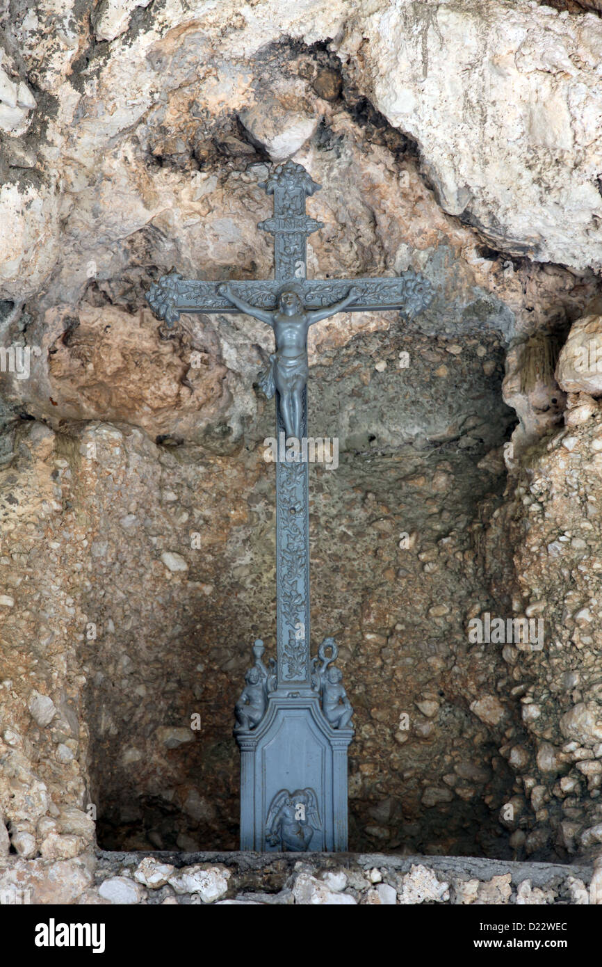 The crucifix in the sanctuary of Our Lady of Lourdes in Vepric, Croatia Stock Photo