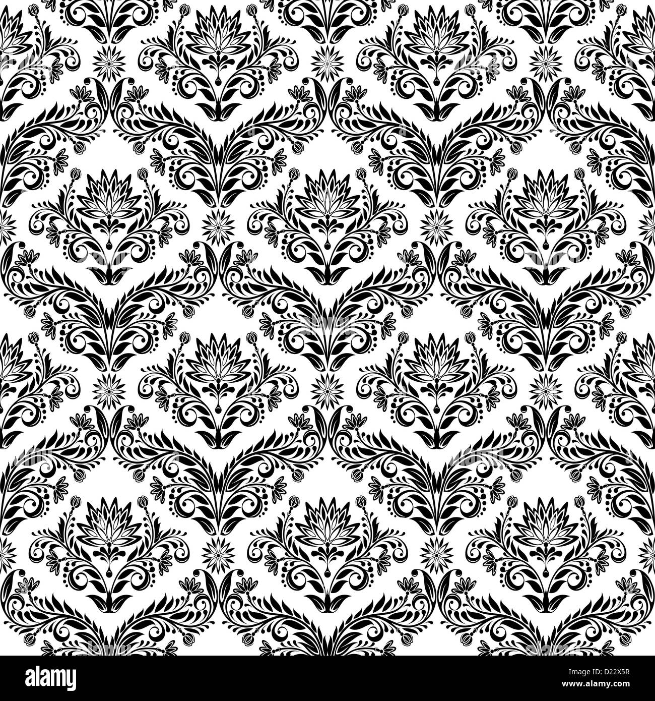 Seamless from leaves and flowers on black background Stock Photo - Alamy