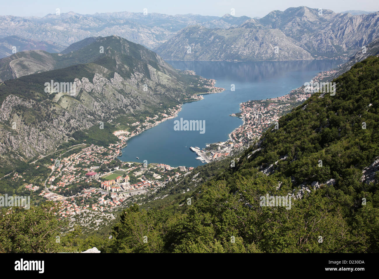 Panorama UNESCO World Heritage Site bay of Kotor with high mountains ...