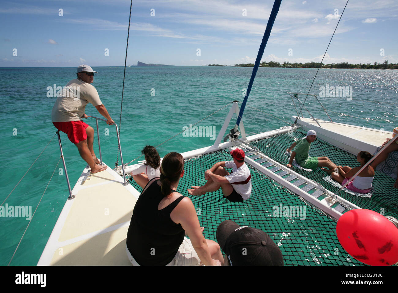 Grand Baie, Mauritius, Grand Bay catamaran excursion to the island group Ilot Gabriel Stock Photo
