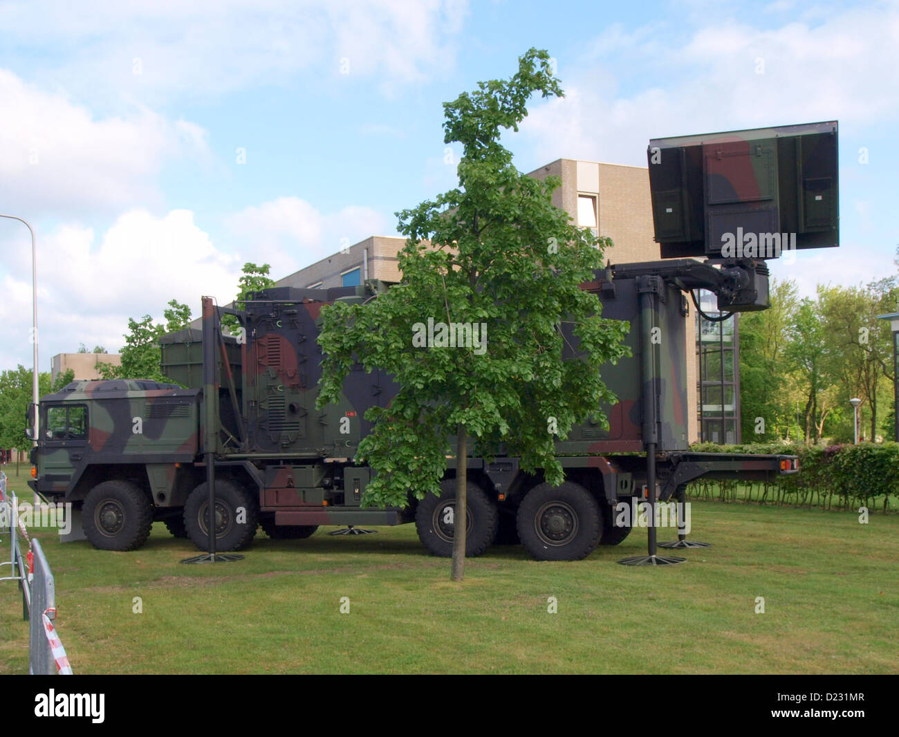 Army Open Day 2012 in the Netherlands Oirschot,Telefunken mobile air surveillance radar on MAN truck Stock Photo
