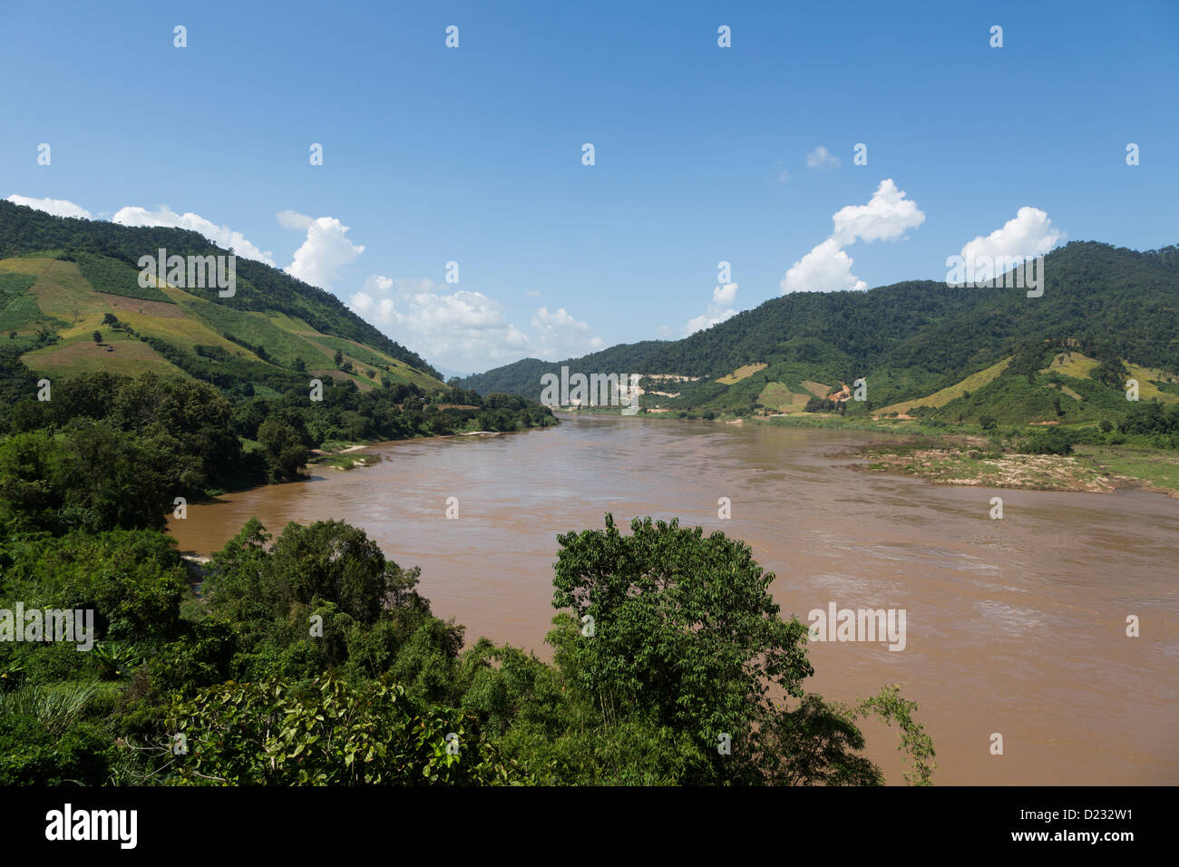 Mekong river marking the border between Thailand and Loas (the other side) in North Thailand, Chiang Rai province Stock Photo